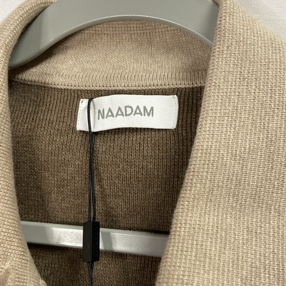 NAADAM Colorblock Long Shirt Jacket Oatmeal Beige Size Small NWT - Picture 6 of 7